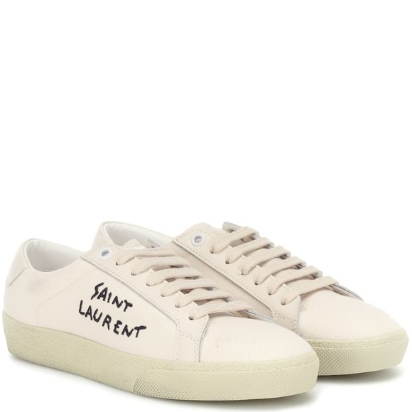 Saint Laurent Shoes - SAINT LAURENT Court Classic Distressed Logo Canvas